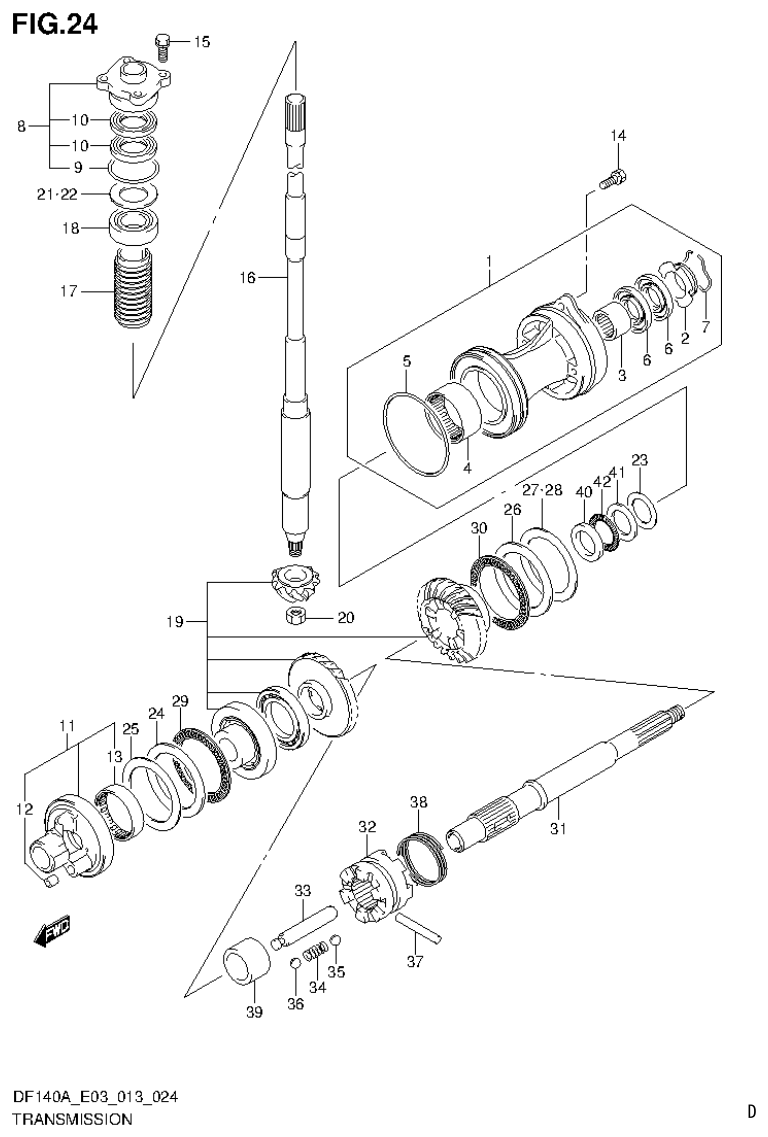 Suzuki DF140AT, DF140AZ TRANSMISSION (DF140AZ E03) parts diagram