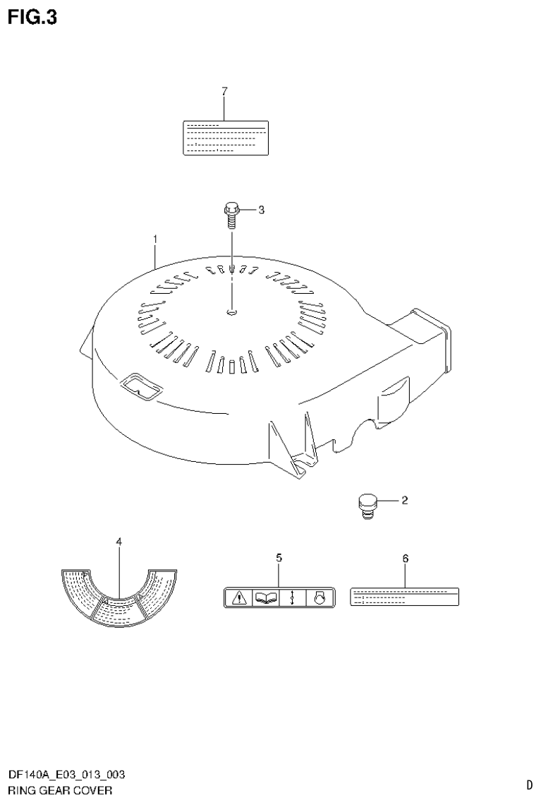 Suzuki DF140AT, DF140AZ RING GEAR COVER parts diagram