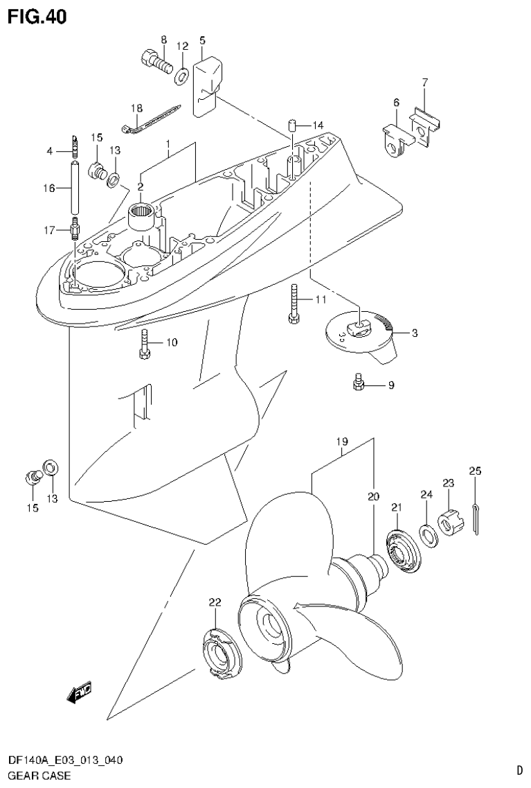 Suzuki DF140AT, DF140AZ GEAR CASE (DF140AT E03) parts diagram