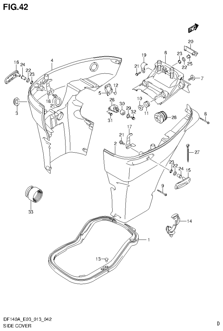 Suzuki DF140AT, DF140AZ SIDE COVER parts diagram
