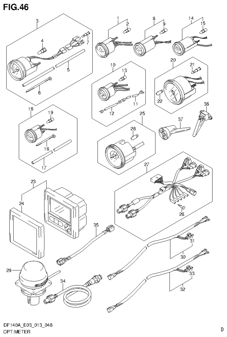 Suzuki DF140AT, DF140AZ OPT:METER parts diagram