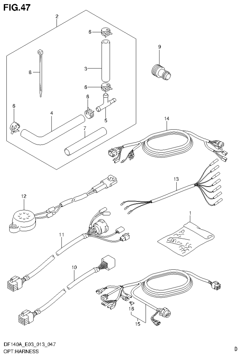 Suzuki DF140AT, DF140AZ OPT:HARNESS parts diagram
