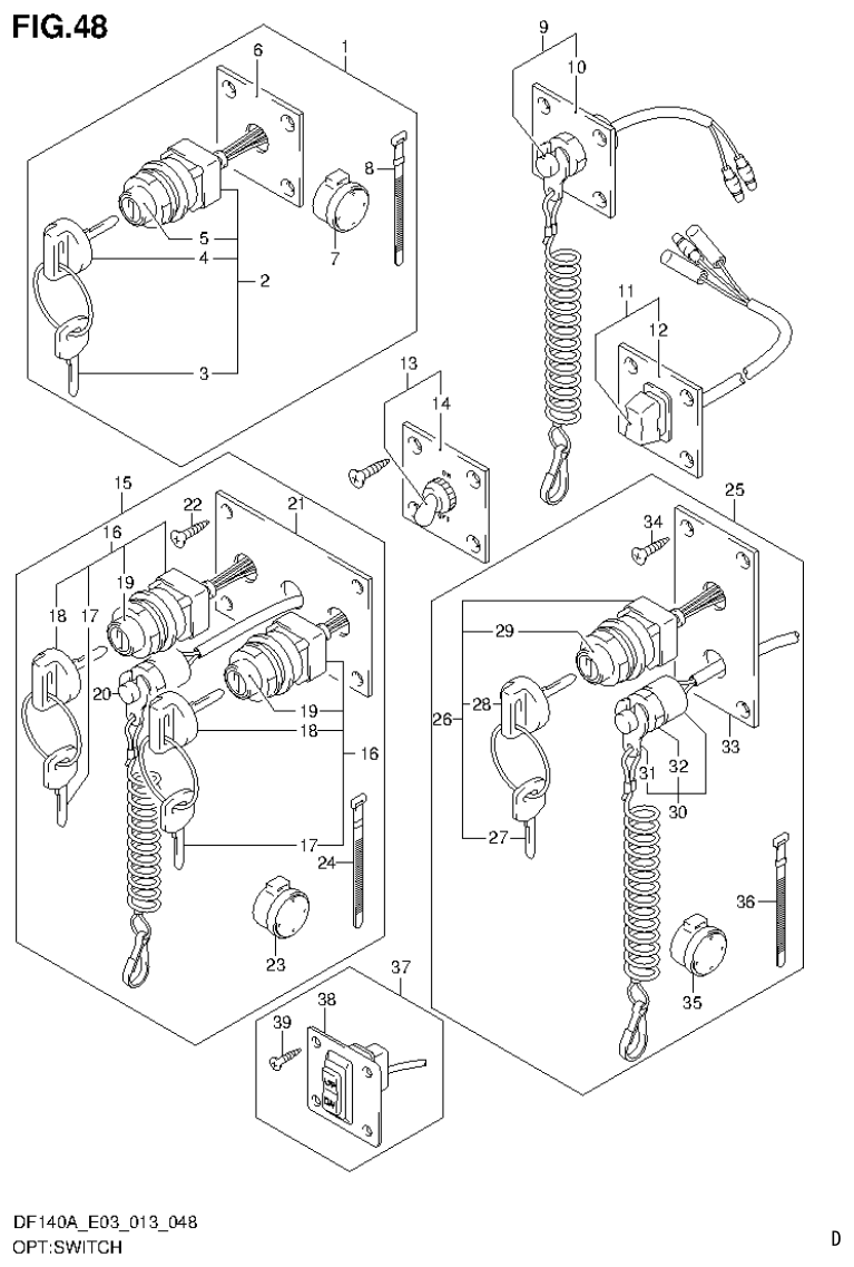 Suzuki DF140AT, DF140AZ OPT:SWITCH parts diagram