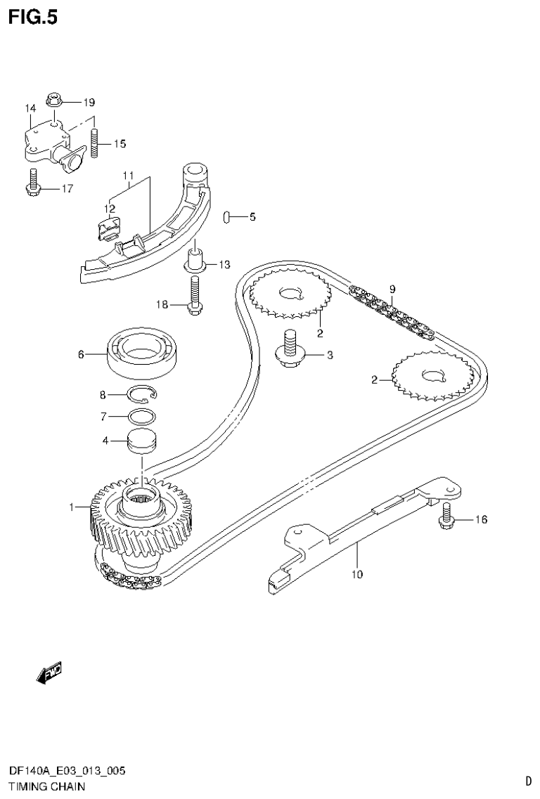 Suzuki DF140AT, DF140AZ TIMING CHAIN parts diagram
