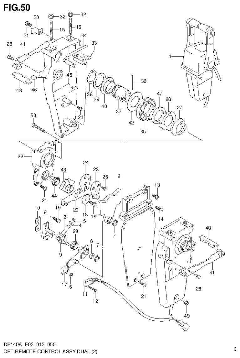 Suzuki DF140AT, DF140AZ OPT:REMOTE CONTROL ASSY DUAL (2) parts diagram