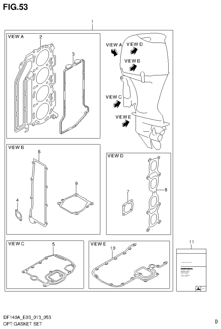 Suzuki DF140AT, DF140AZ OPT:GASKET SET parts diagram