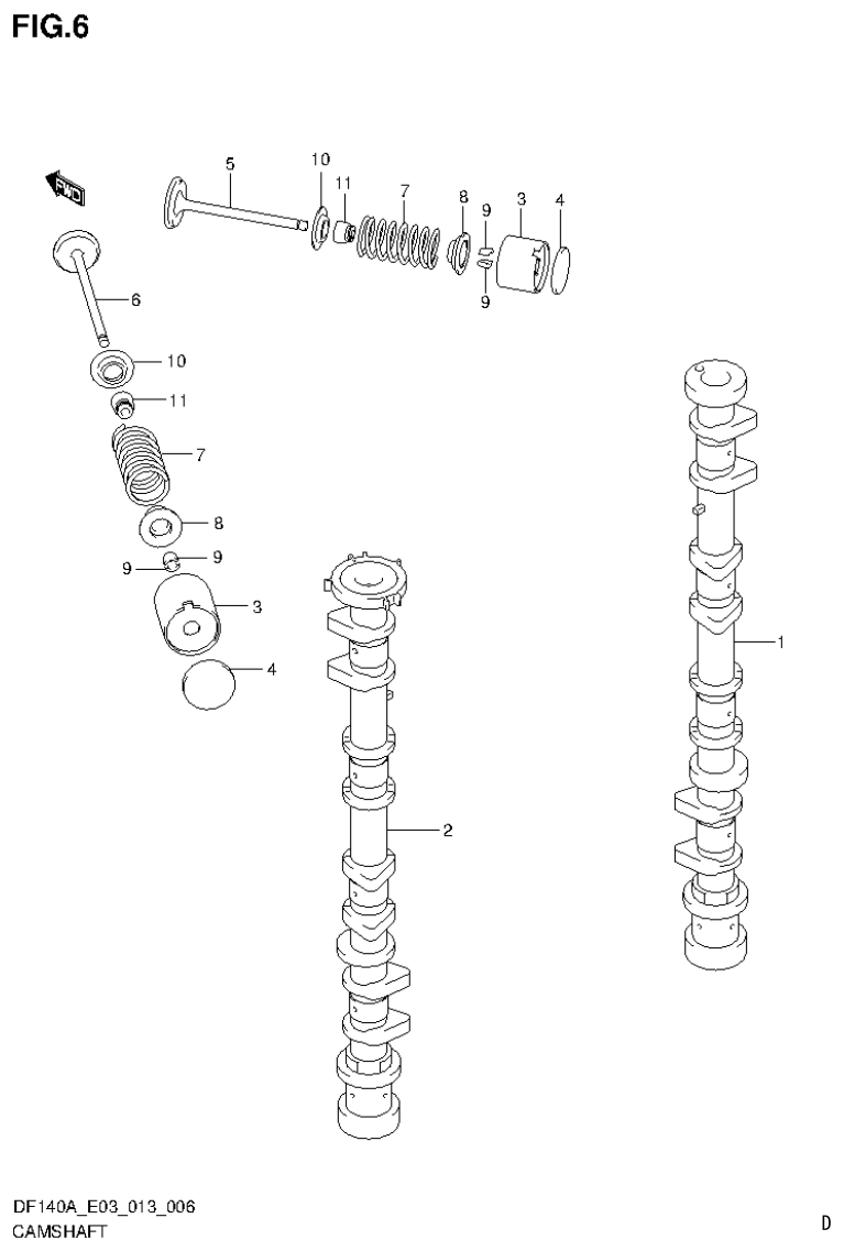 Suzuki DF140AT, DF140AZ CAMSHAFT parts diagram