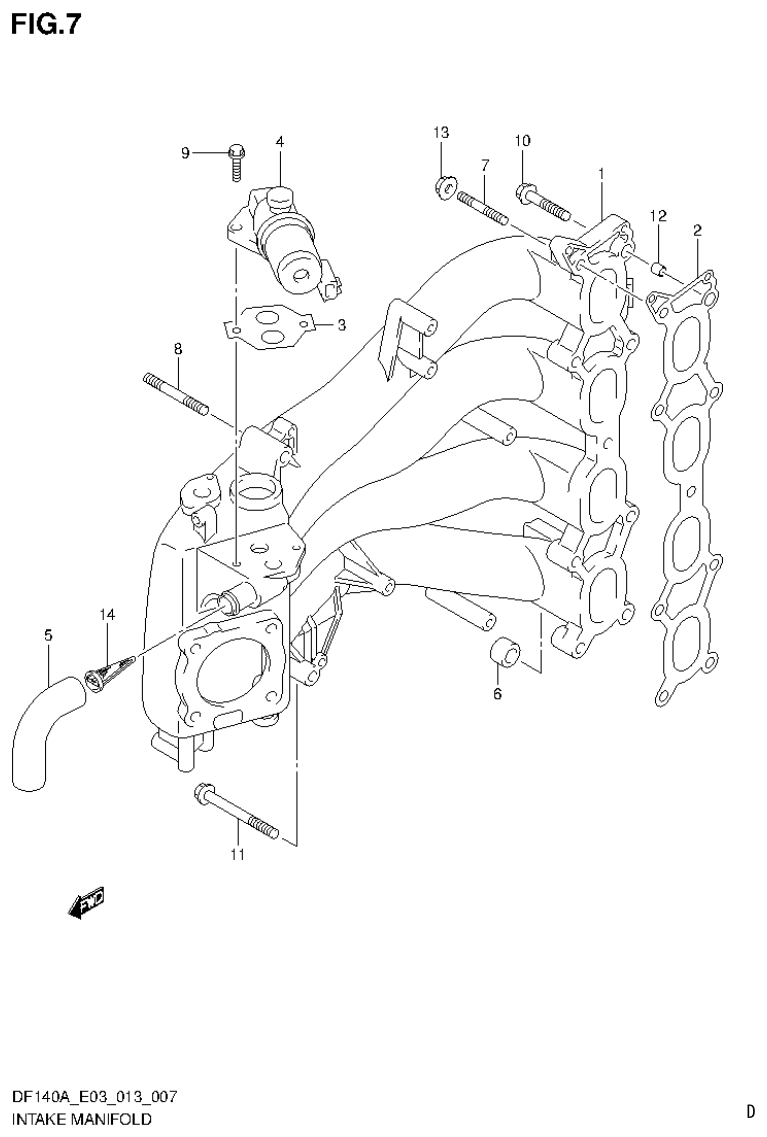 Suzuki DF140AT, DF140AZ INTAKE MANIFOLD parts diagram