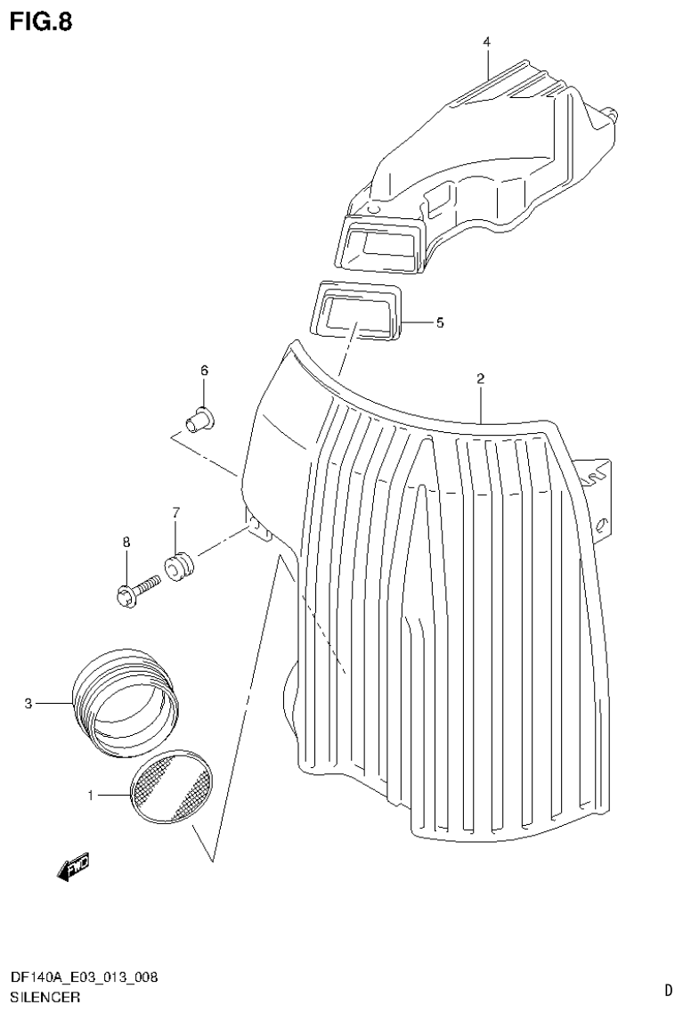 Suzuki DF140AT, DF140AZ SILENCER parts diagram