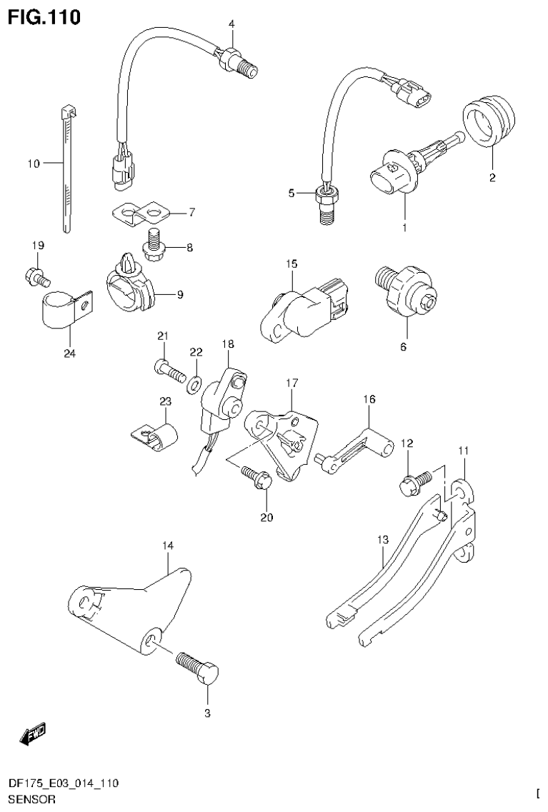 Suzuki DF150T, DF150Z, DF150TG, DF150ZG, DF175T, DF175Z, DF175TG, DF175ZG SENSOR (DF175TG E03) parts diagram