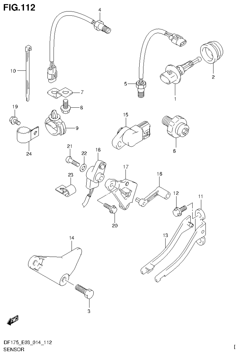 Suzuki DF150T, DF150Z, DF150TG, DF150ZG, DF175T, DF175Z, DF175TG, DF175ZG SENSOR (DF175ZG E03) parts diagram