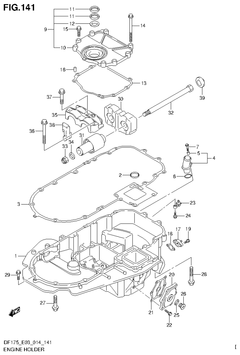 Suzuki DF150T, DF150Z, DF150TG, DF150ZG, DF175T, DF175Z, DF175TG, DF175ZG ENGINE HOLDER (DF150TG E03) parts diagram