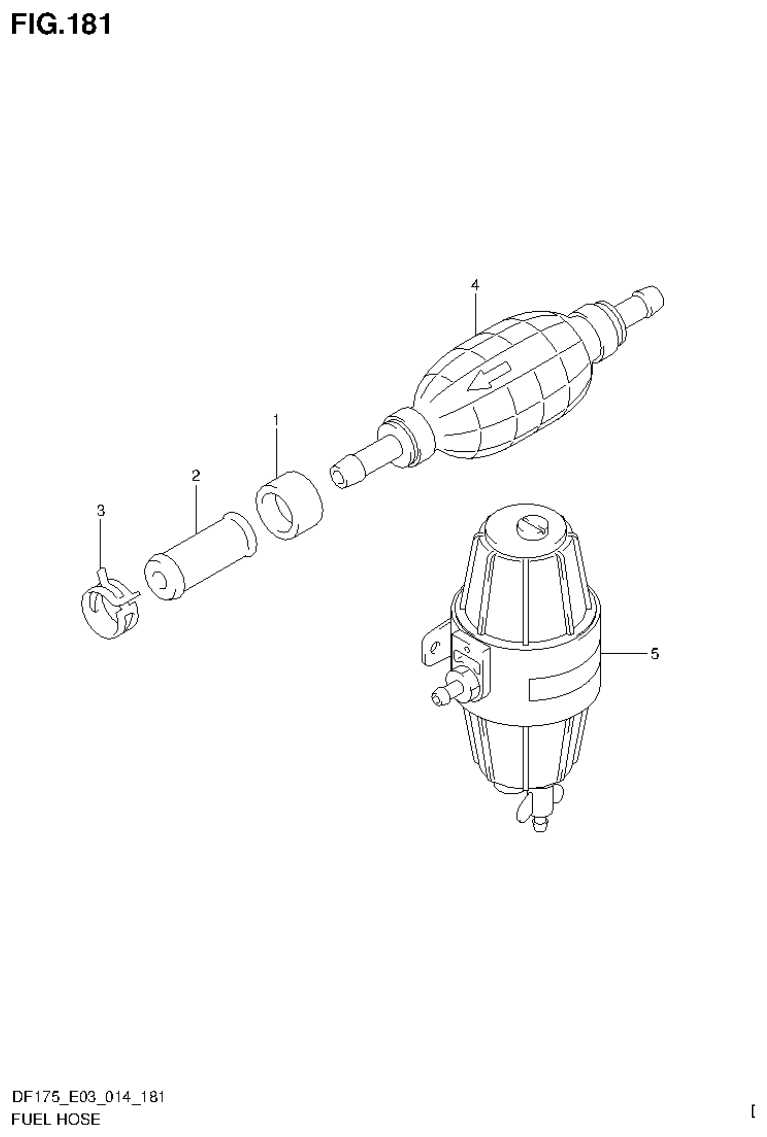 Suzuki DF150T, DF150Z, DF150TG, DF150ZG, DF175T, DF175Z, DF175TG, DF175ZG FUEL HOSE parts diagram