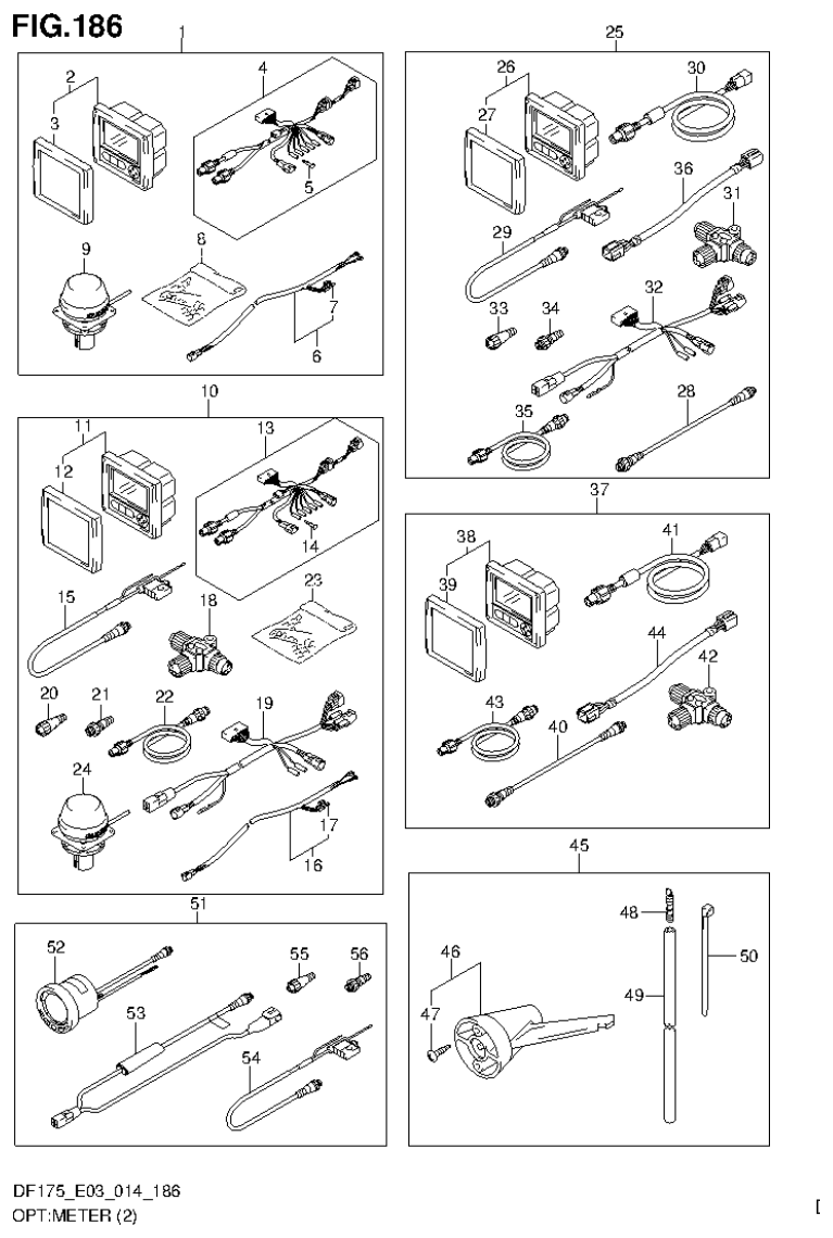 Suzuki DF150T, DF150Z, DF150TG, DF150ZG, DF175T, DF175Z, DF175TG, DF175ZG OPT:METER (2) (DF150TG E03) parts diagram