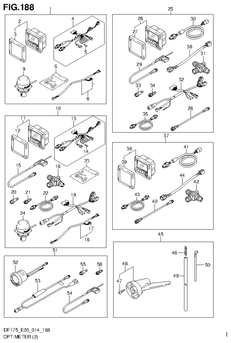 Suzuki DF150T, DF150Z, DF150TG, DF150ZG, DF175T, DF175Z, DF175TG, DF175ZG OPT:METER (2) (DF150ZG E03) parts diagram