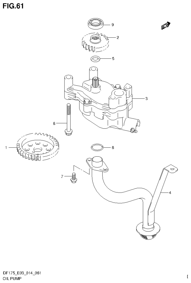 Suzuki DF150T, DF150Z, DF150TG, DF150ZG, DF175T, DF175Z, DF175TG, DF175ZG OIL PUMP parts diagram
