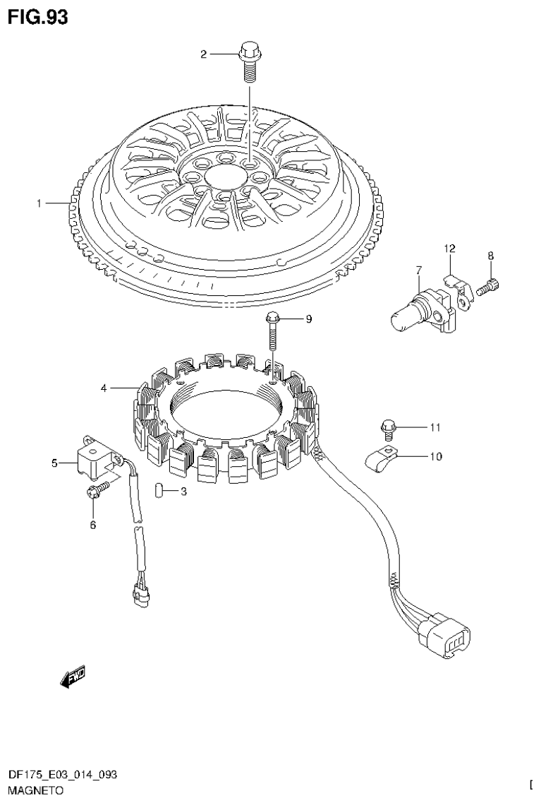 Suzuki DF150T, DF150Z, DF150TG, DF150ZG, DF175T, DF175Z, DF175TG, DF175ZG MAGNETO (DF175T E03) parts diagram