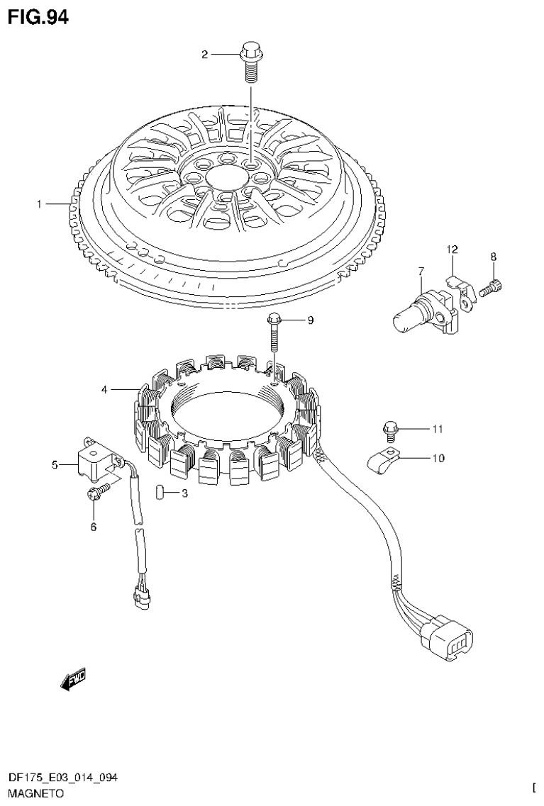 Suzuki DF150T, DF150Z, DF150TG, DF150ZG, DF175T, DF175Z, DF175TG, DF175ZG MAGNETO (DF175TG E03) parts diagram