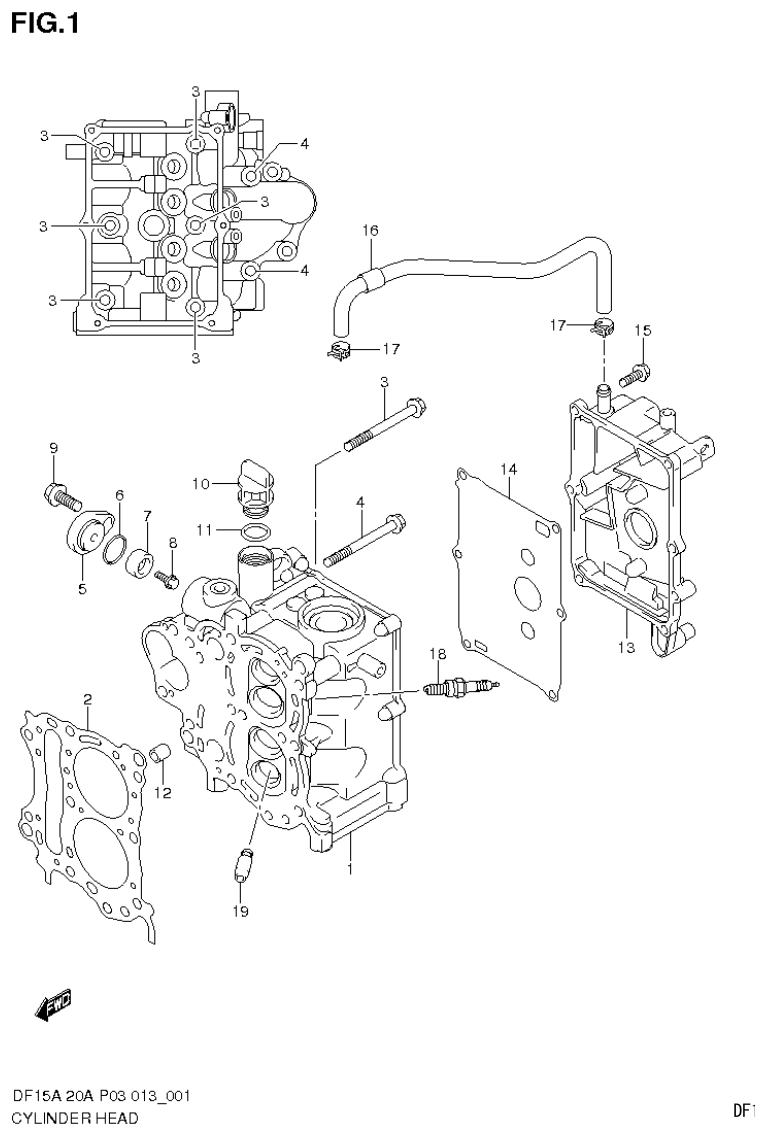 Suzuki DF20A CYLINDER HEAD parts diagram