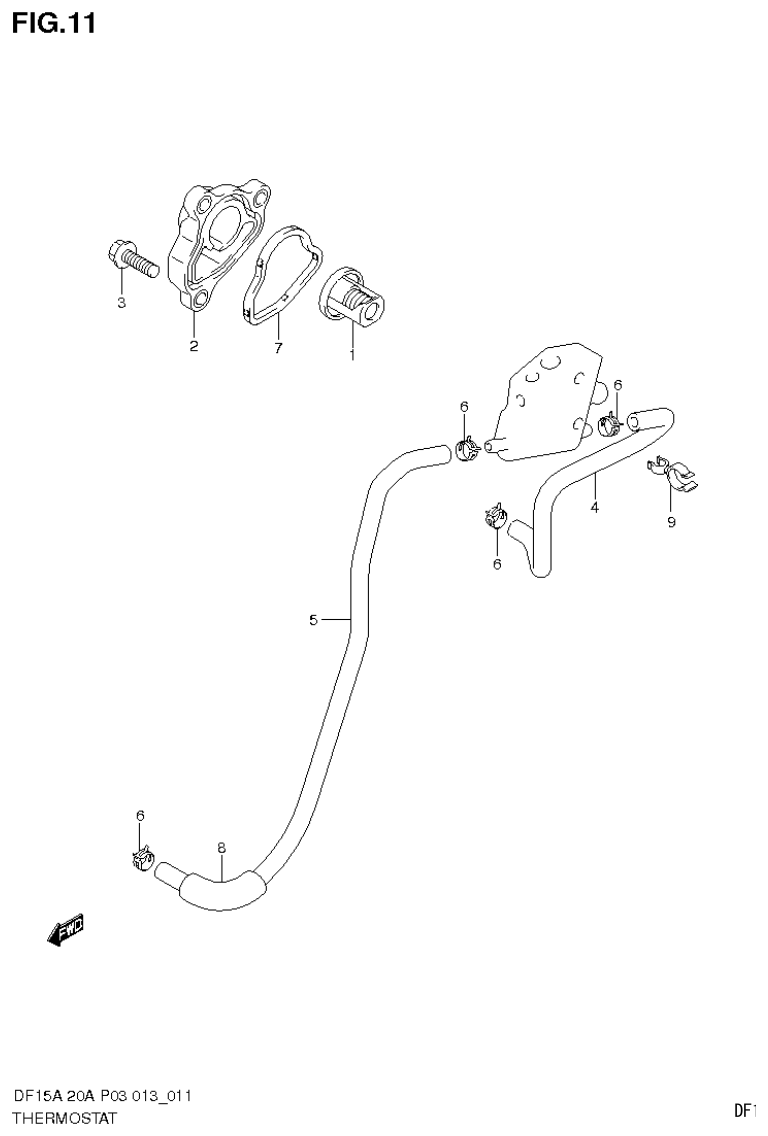 Suzuki DF20A THERMOSTAT parts diagram