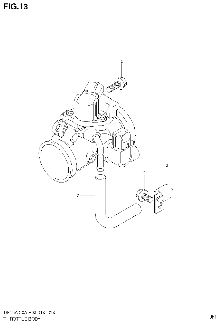 Suzuki DF20A THROTTLE BODY parts diagram