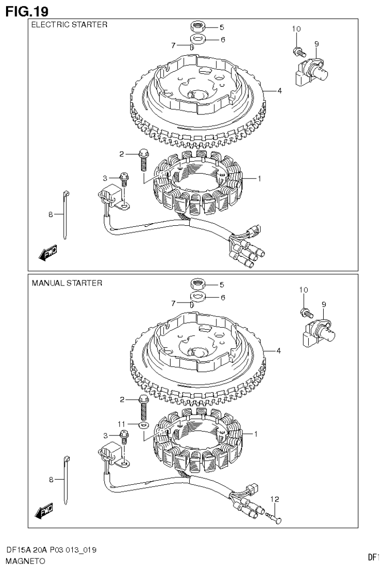 Suzuki DF20A MAGNETO parts diagram