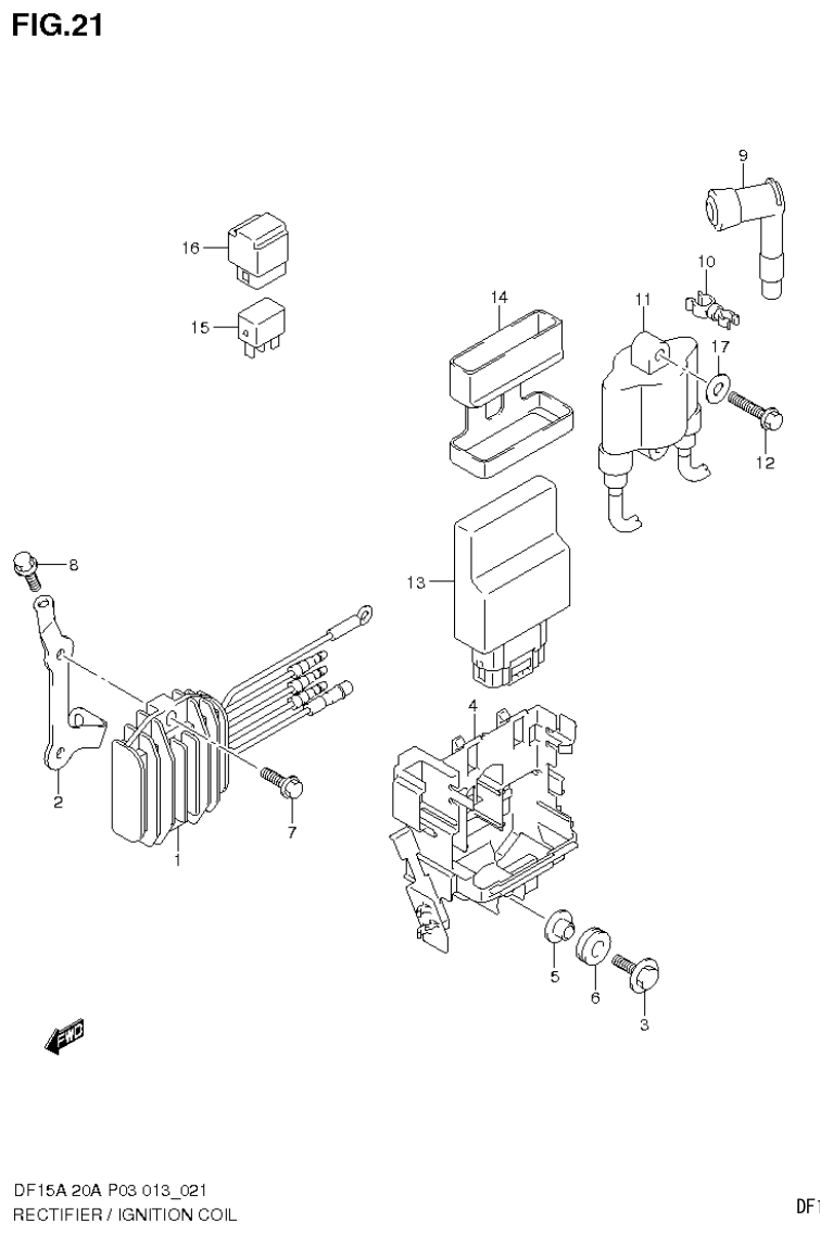 Suzuki DF20A RECTIFIER / IGNITION COIL (DF20A P03) parts diagram