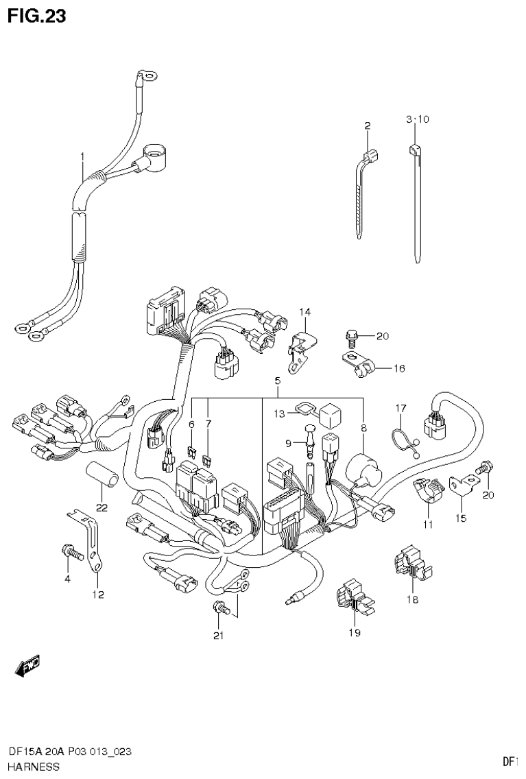Suzuki DF20A HARNESS parts diagram