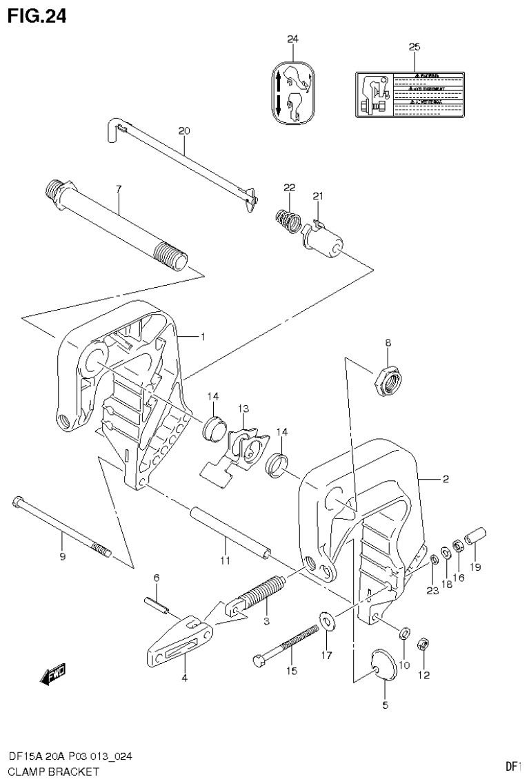 Suzuki DF20A CLAMP BRACKET parts diagram