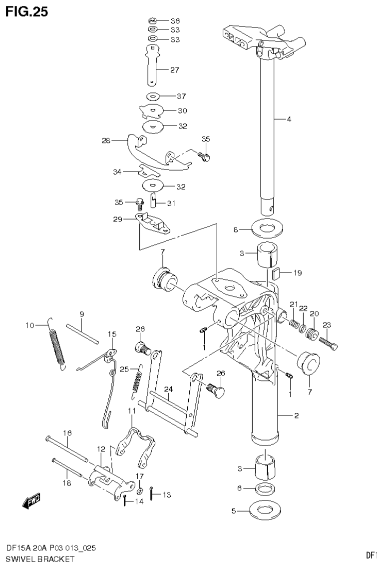 Suzuki DF20A SWIVEL BRACKET parts diagram