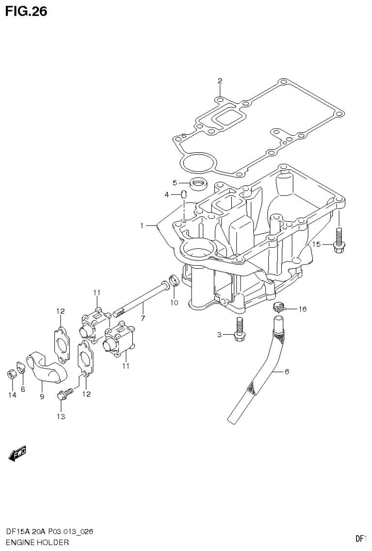 Suzuki DF20A ENGINE HOLDER parts diagram