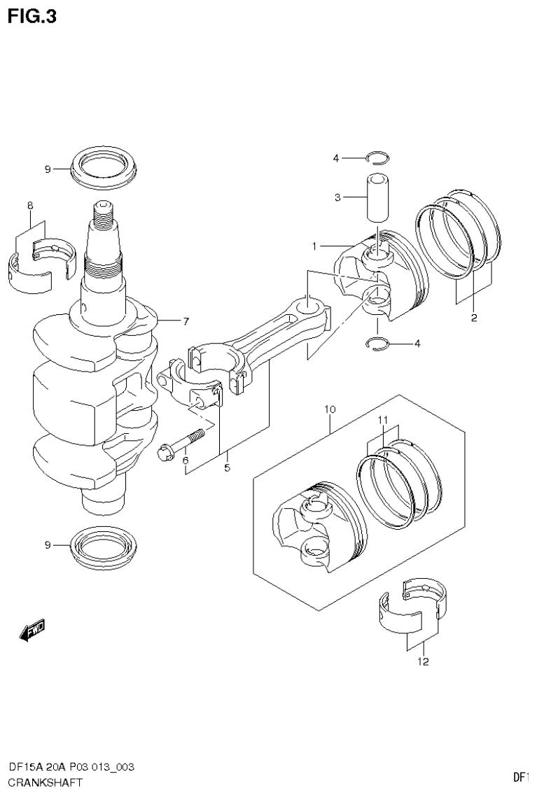 Suzuki DF20A CRANKSHAFT parts diagram