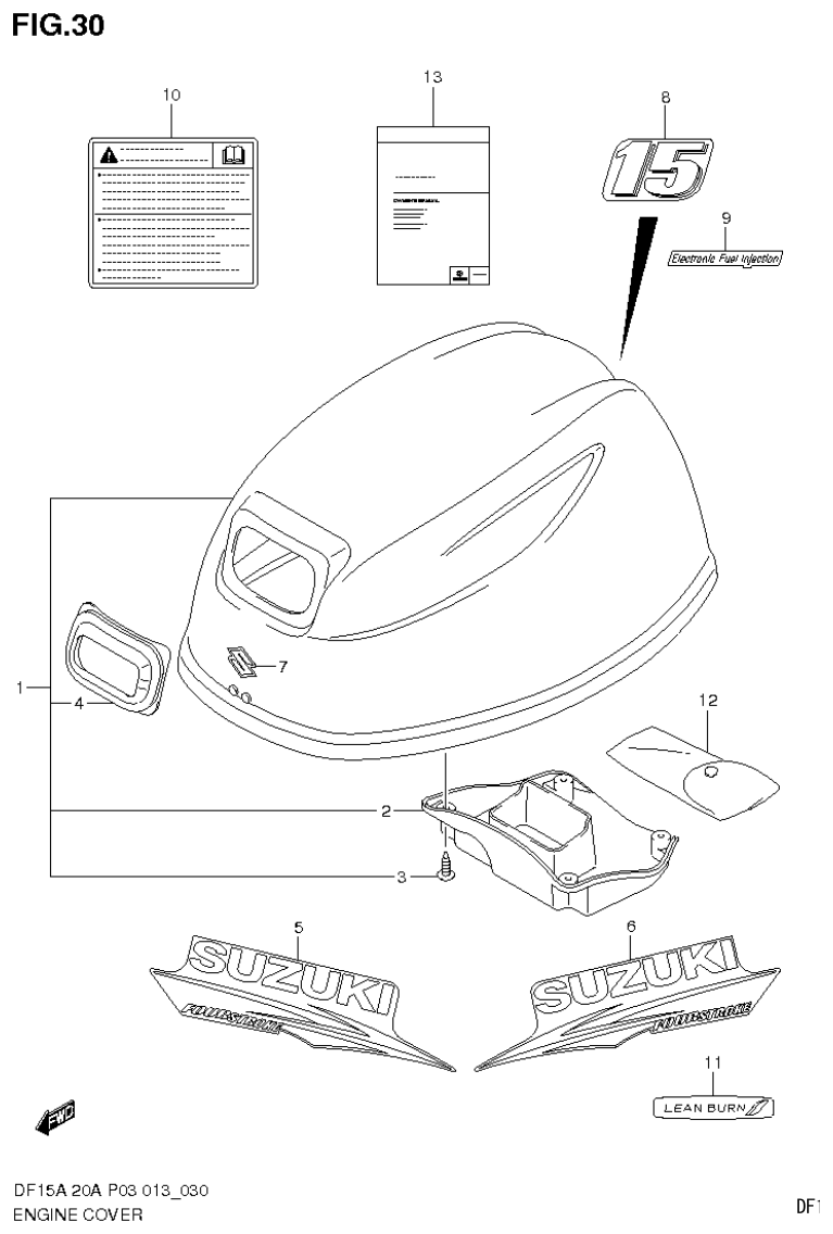 Suzuki DF20A ENGINE COVER (DF15A P03) parts diagram