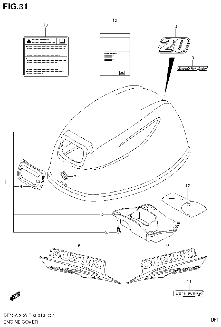 Suzuki DF20A ENGINE COVER (DF20A P03) parts diagram