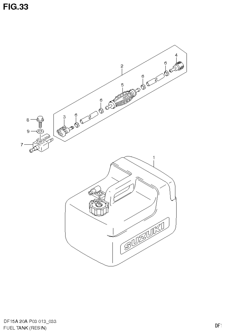 Suzuki DF20A FUEL TANK (RESIN) parts diagram