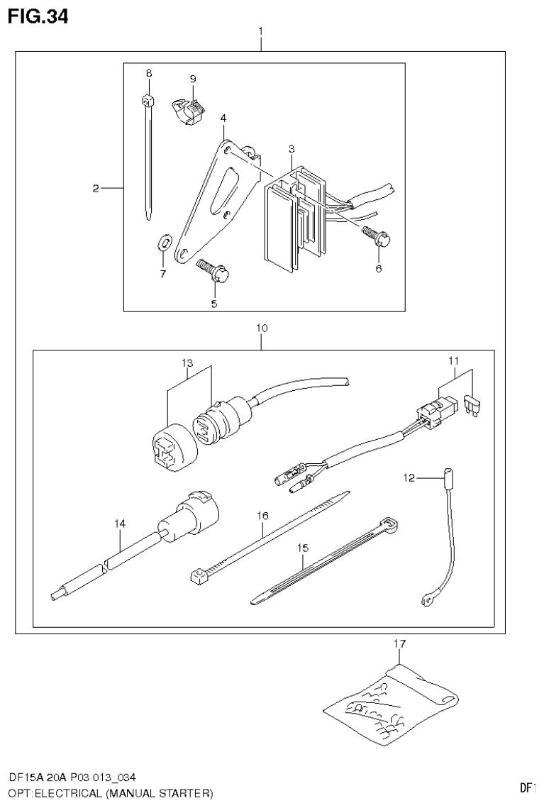 Suzuki DF20A OPT:ELECTRICAL (MANUAL STARTER) parts diagram