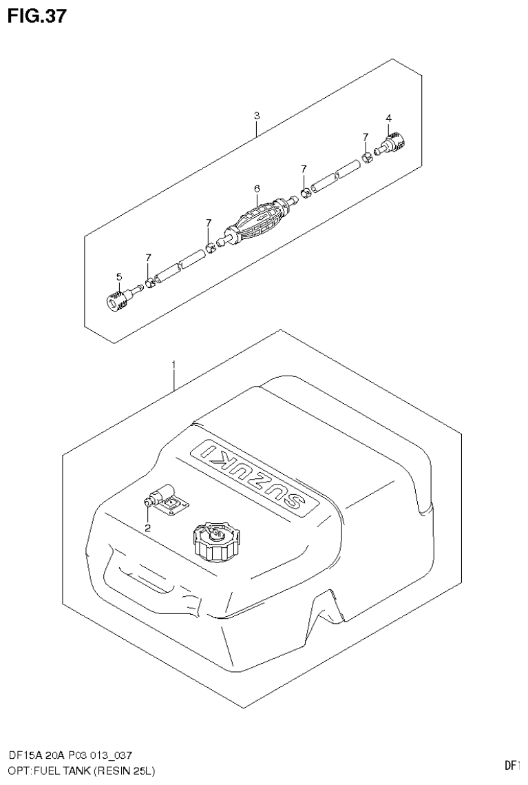 Suzuki DF20A OPT:FUEL TANK (RESIN 25L) parts diagram