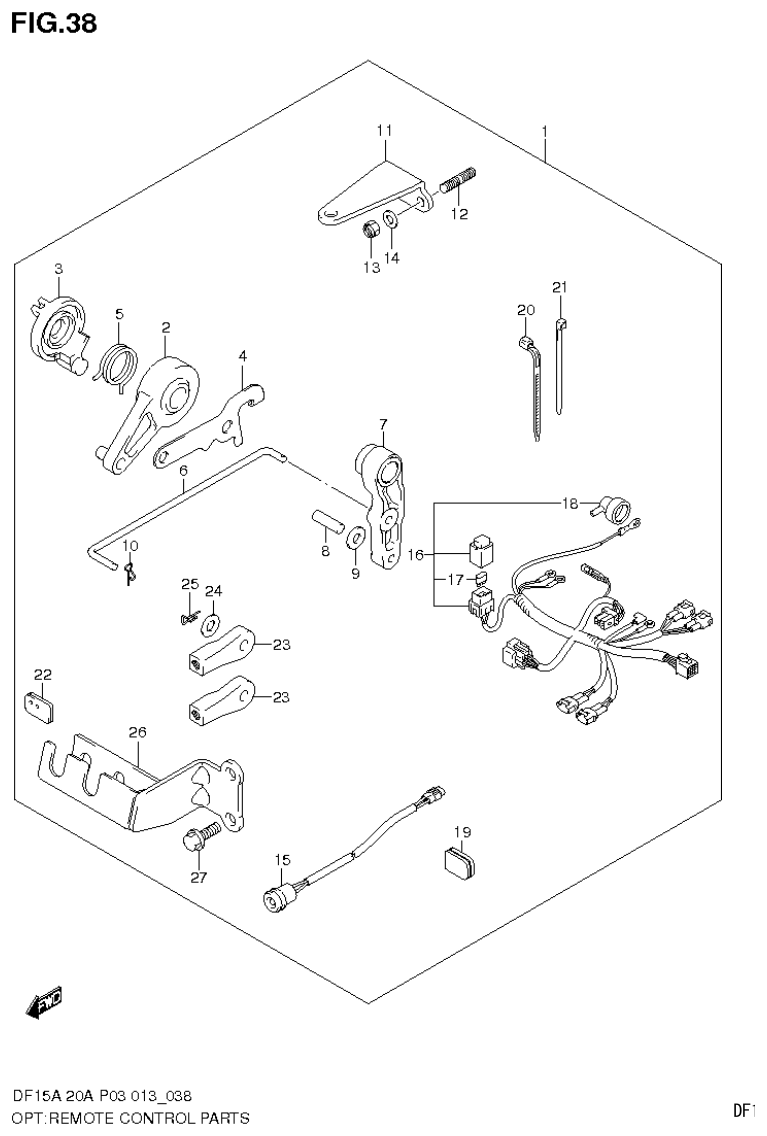 Suzuki DF20A OPT:REMOTE CONTROL PARTS parts diagram