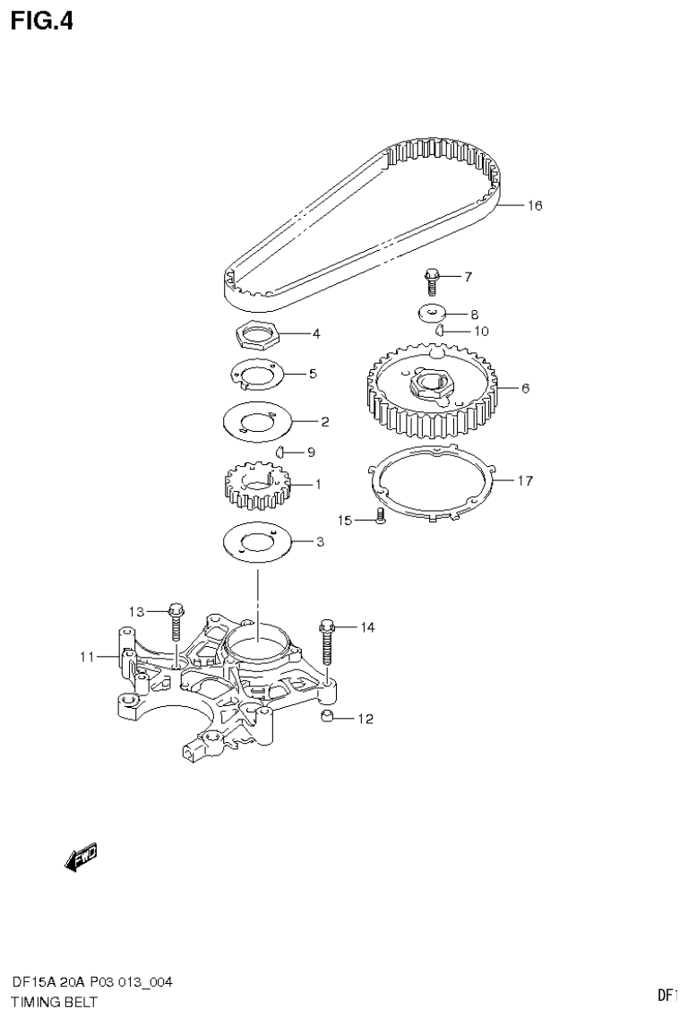 Suzuki DF20A TIMING BELT parts diagram