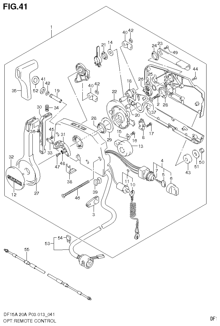 Suzuki DF20A OPT:REMOTE CONTROL parts diagram