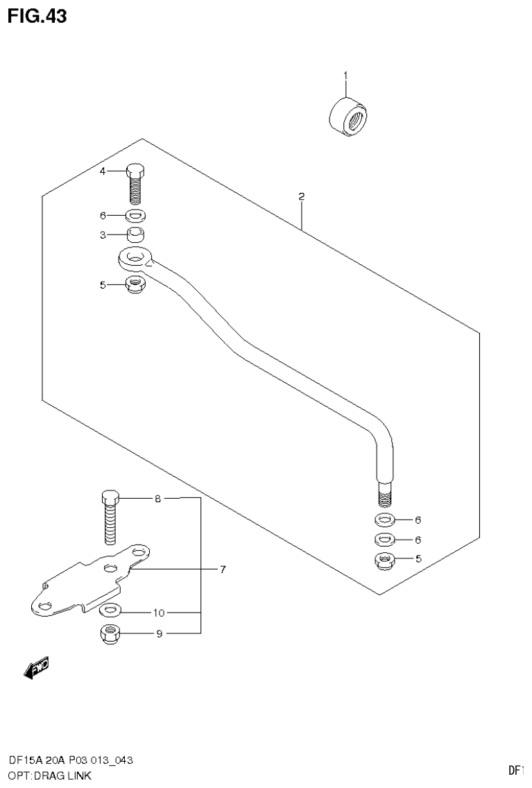 Suzuki DF20A OPT:DRAG LINK parts diagram