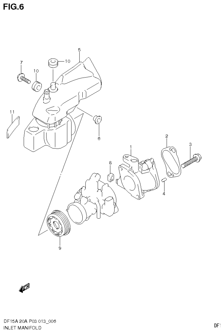Suzuki DF20A INLET MANIFOLD (DF15A P03) parts diagram