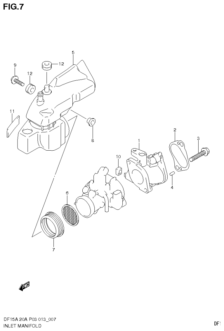 Suzuki DF20A INLET MANIFOLD (DF20A P03) parts diagram