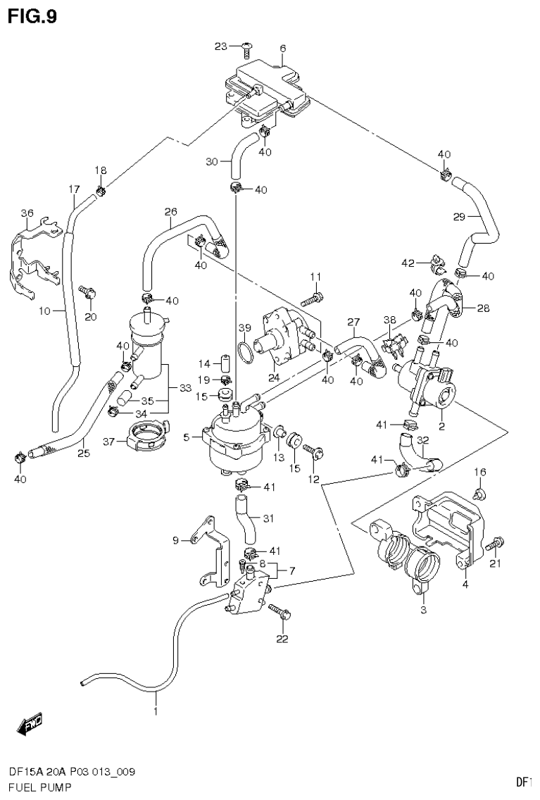 Suzuki DF20A FUEL PUMP parts diagram