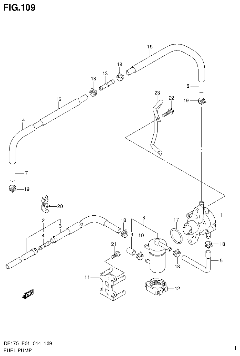 Suzuki DF150T, DF150Z, DF150TG, DF150ZG, DF175T, DF175Z, DF175TG, DF175ZG FUEL PUMP (DF150ZG E40) parts diagram