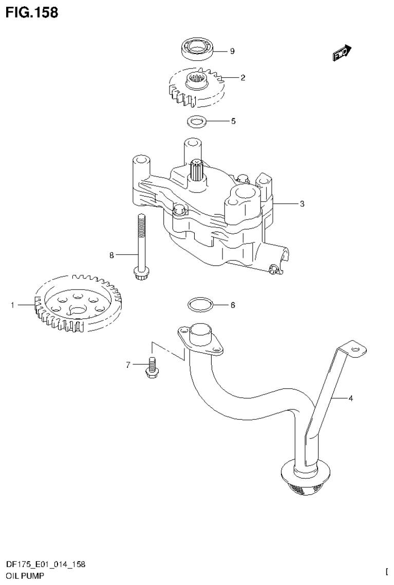 Suzuki DF150T, DF150Z, DF150TG, DF150ZG, DF175T, DF175Z, DF175TG, DF175ZG OIL PUMP parts diagram