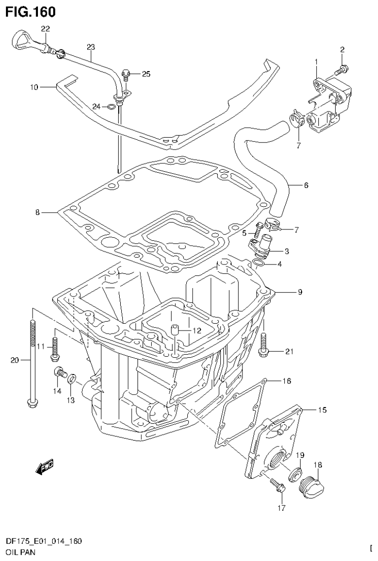Suzuki DF150T, DF150Z, DF150TG, DF150ZG, DF175T, DF175Z, DF175TG, DF175ZG OIL PAN parts diagram