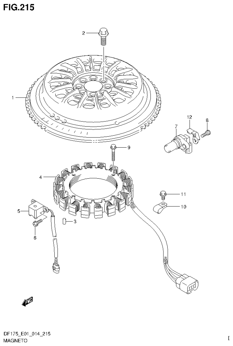 Suzuki DF150T, DF150Z, DF150TG, DF150ZG, DF175T, DF175Z, DF175TG, DF175ZG MAGNETO (DF150Z E40) parts diagram