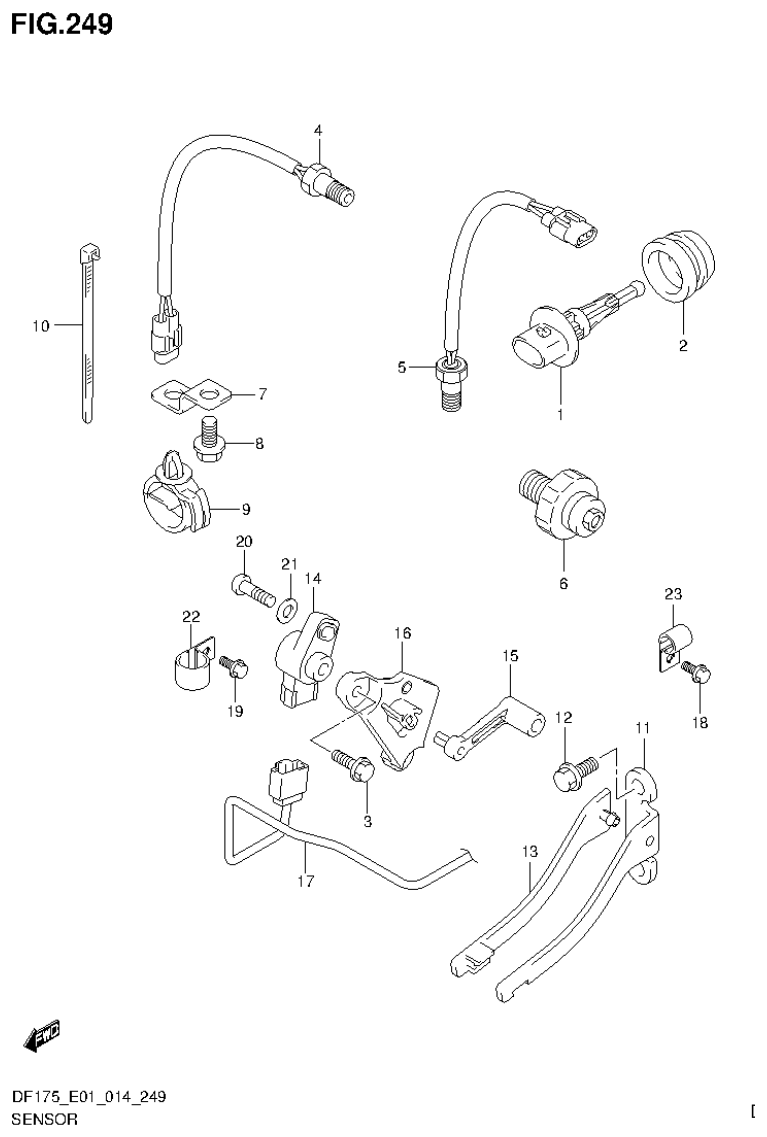Suzuki DF150T, DF150Z, DF150TG, DF150ZG, DF175T, DF175Z, DF175TG, DF175ZG SENSOR (DF150ZG E40) parts diagram