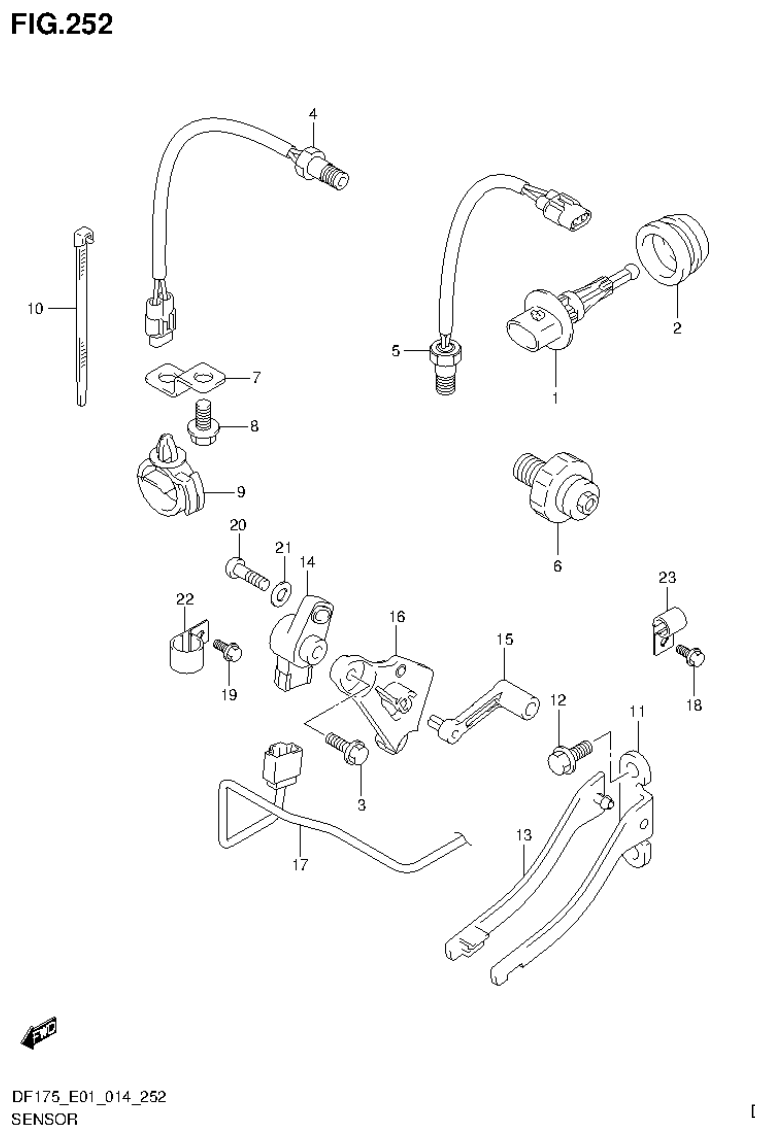 Suzuki DF150T, DF150Z, DF150TG, DF150ZG, DF175T, DF175Z, DF175TG, DF175ZG SENSOR (DF175TG E01) parts diagram